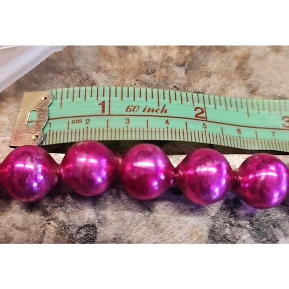 Vintage 15mm Christmas Tree Garland Larger Bead Mercury Glass Strand Pink 100" - Picture 10 of 10